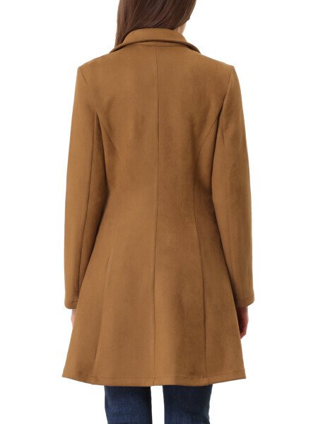 Allegra K Женский Двубортный Элегантный Зимний Длинный Плащ с Отложным Воротником - 3