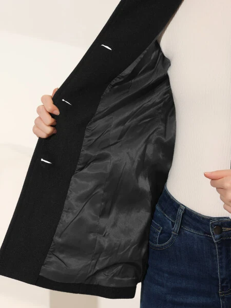 Allegra K Женское пальто с воротником Питер Пэн на одной пуговице - 5