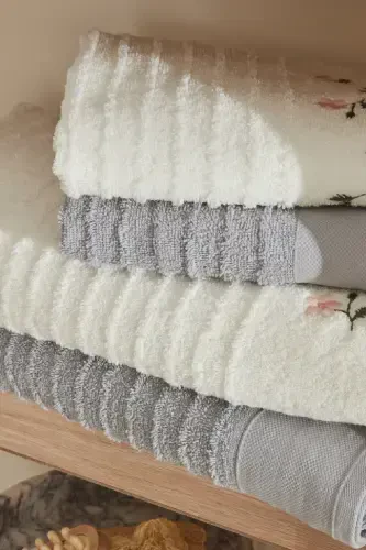 Allen %100 Cotton Bath Set Cream Gray - KARACA HOME (1)