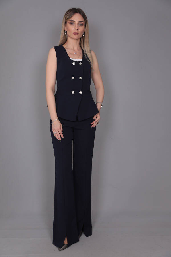 Aller Vest & Spanish Slit Trouser Suit - Navy - 10