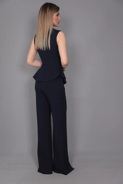 Aller Vest & Spanish Slit Trouser Suit - Navy - 19