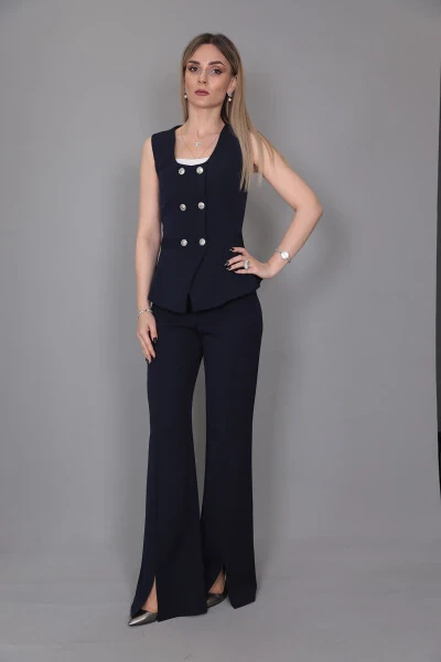 Aller Vest & Spanish Slit Trouser Suit - Navy - 24