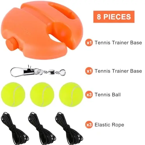 ALLOMN Tennis Trainer with 3 String Balls, Portable Rebound Ball for Single Tennis Training, Practice Rebounder for Adults Or Children Beginners Tennis Practice Training Tools, Suitable as a Gift - 4
