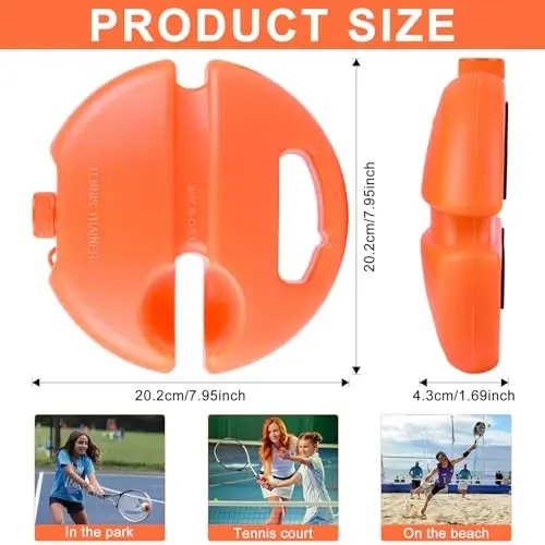 ALLOMN Tennis Trainer Rebound Ball, Tennis Training Tool for Self Tennis Practice, Solo Tennis Exercise Equipment Sports Tool, Portable Tennis Rebounder Kit for Adults Beginners Single Player-Orange - 3
