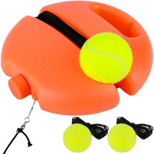 ALLOMN Tennis Trainer Rebound Ball, Tennis Training Tool for Self Tennis Practice, Solo Tennis Exercise Equipment Sports Tool, Portable Tennis Rebounder Kit for Adults Beginners Single Player-Orange - 6