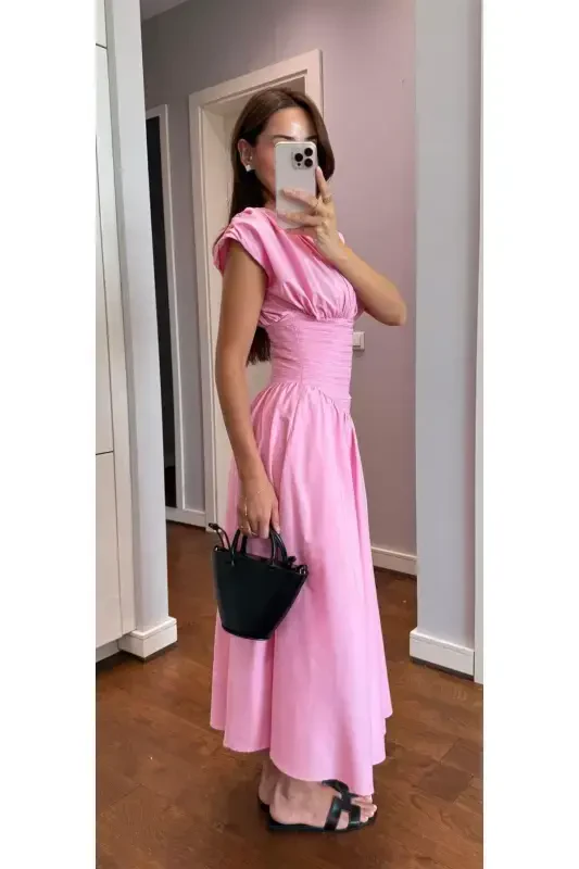 Allyso Degaje Yaka ELBİSE 582243-PembeREDSONNE - 1