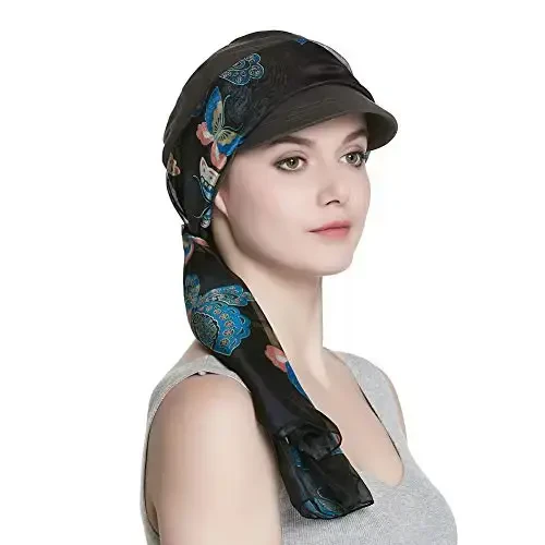 Alnorm Breathable Cotton Hat and Scarf Set Chemo Headwear for Women 
