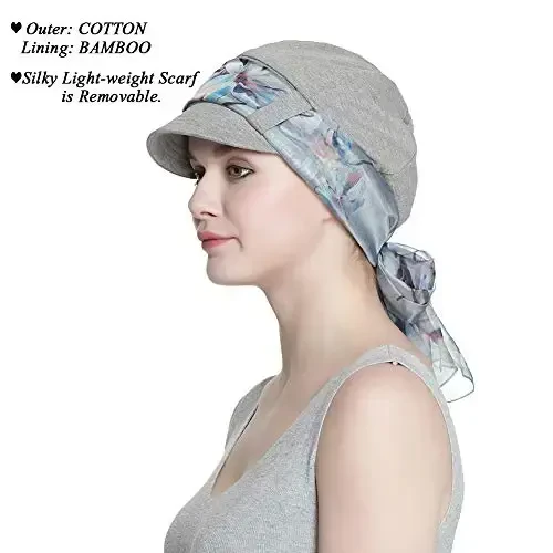 Alnorm Breathable Cotton Hat and Scarf Set Chemo Headwear for Women - 2