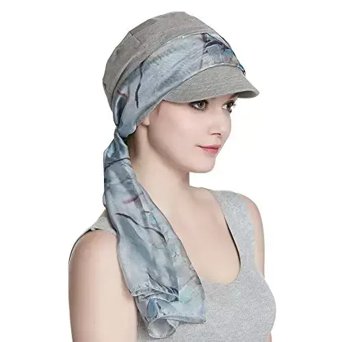 Alnorm Breathable Cotton Hat and Scarf Set Chemo Headwear for Women - 4
