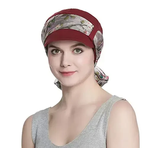 Alnorm Breathable Cotton Hat and Scarf Set Chemo Headwear for Women - 3