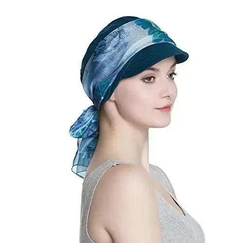Alnorm Breathable Cotton Hat and Scarf Set Chemo Headwear for Women - 6