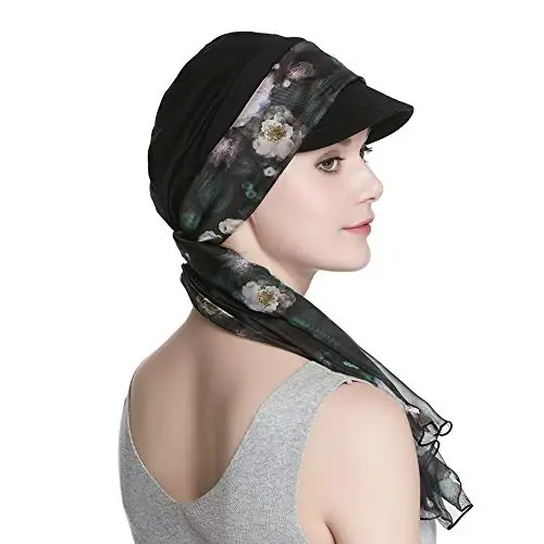 Alnorm Breathable Cotton Hat and Scarf Set Chemo Headwear for Women - 5