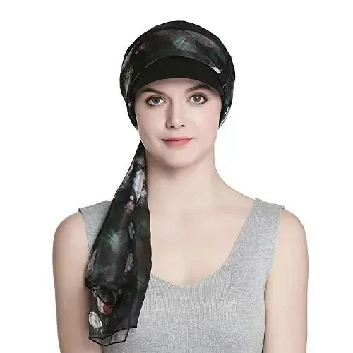 Alnorm Breathable Cotton Hat and Scarf Set Chemo Headwear for Women - 1