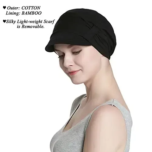 Alnorm Breathable Cotton Hat and Scarf Set Chemo Headwear for Women - 2