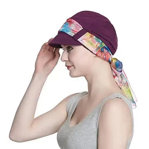 Alnorm Breathable Cotton Hat and Scarf Set Chemo Headwear for Women 