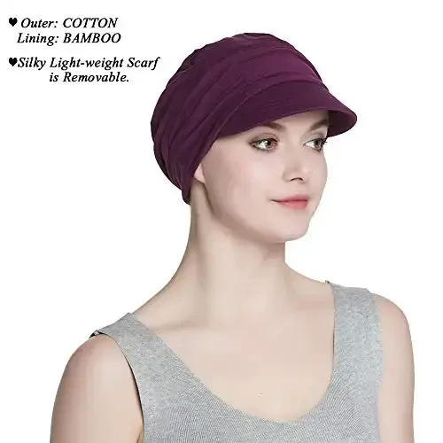 Alnorm Breathable Cotton Hat and Scarf Set Chemo Headwear for Women - 2