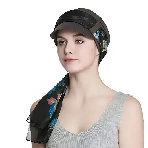 Alnorm Breathable Cotton Hat and Scarf Set Chemo Headwear for Women - 3