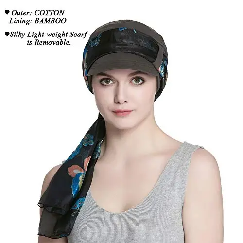 Alnorm Breathable Cotton Hat and Scarf Set Chemo Headwear for Women - 2