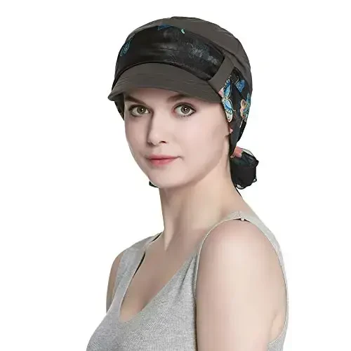 Alnorm Breathable Cotton Hat and Scarf Set Chemo Headwear for Women - 4