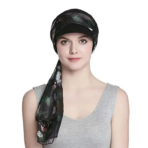Alnorm Breathable Cotton Hat and Scarf Set Chemo Headwear for Women 