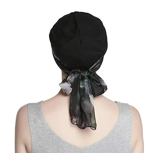 Alnorm Breathable Cotton Hat and Scarf Set Chemo Headwear for Women - 4