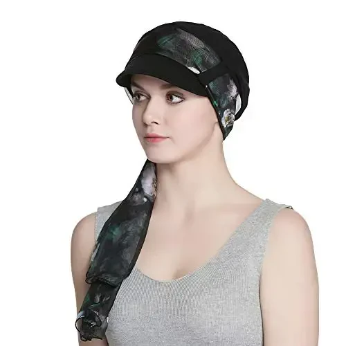 Alnorm Breathable Cotton Hat and Scarf Set Chemo Headwear for Women - 6