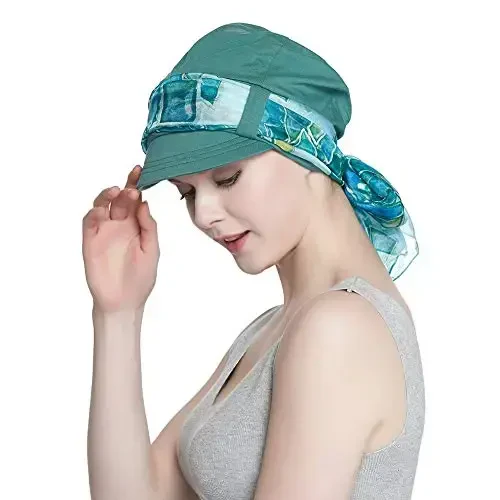 Alnorm Breathable Cotton Hat and Scarf Set Chemo Headwear for Women - 5