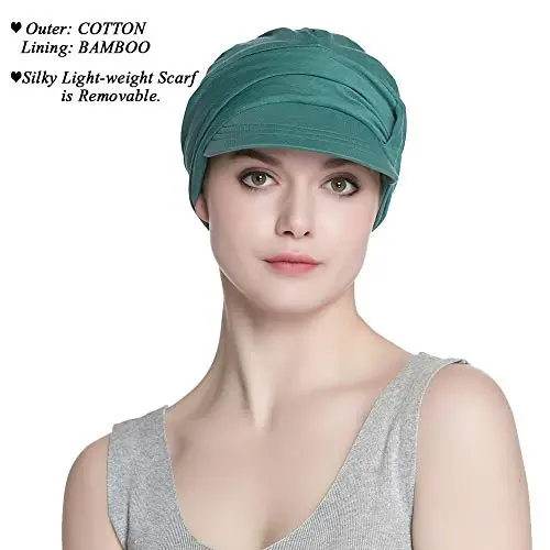 Alnorm Breathable Cotton Hat and Scarf Set Chemo Headwear for Women - 2