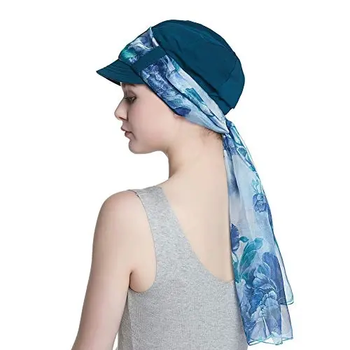 Alnorm Breathable Cotton Hat and Scarf Set Chemo Headwear for Women - 4