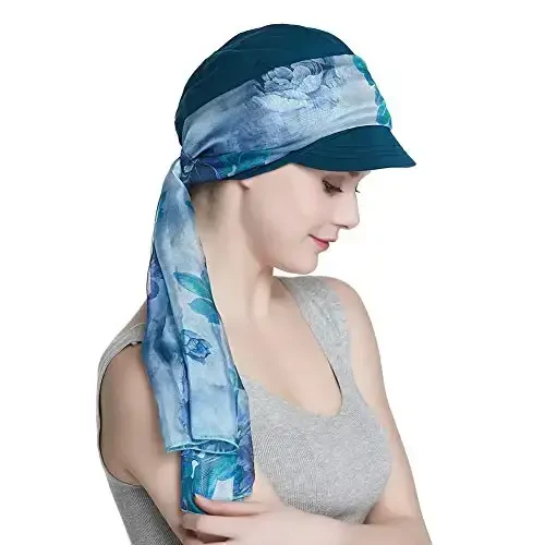 Alnorm Breathable Cotton Hat and Scarf Set Chemo Headwear for Women - 3