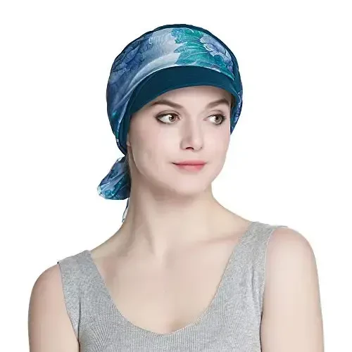 Alnorm Breathable Cotton Hat and Scarf Set Chemo Headwear for Women - 5