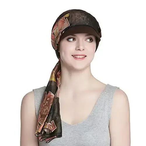 Alnorm Breathable Cotton Hat and Scarf Set Chemo Headwear for Women - 6
