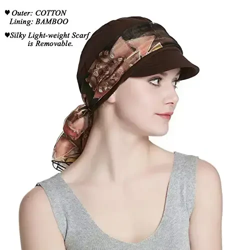 Alnorm Breathable Cotton Hat and Scarf Set Chemo Headwear for Women - 2