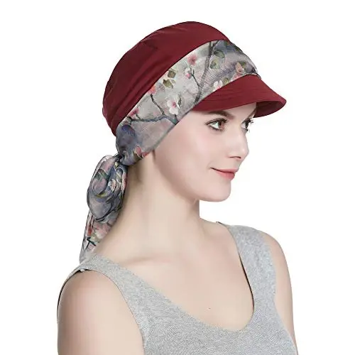 Alnorm Breathable Cotton Hat and Scarf Set Chemo Headwear for Women - 4