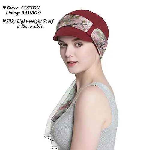 Alnorm Breathable Cotton Hat and Scarf Set Chemo Headwear for Women - 2