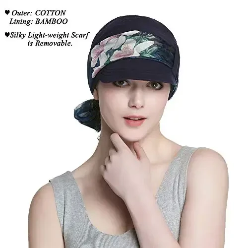 Alnorm Breathable Cotton Hat and Scarf Set Chemo Headwear for Women - 2