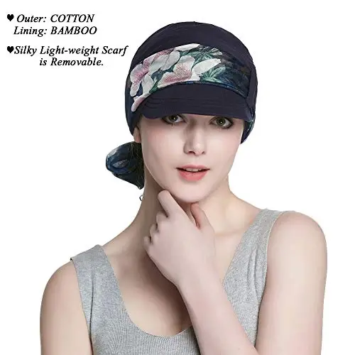 Alnorm Breathable Cotton Hat and Scarf Set Chemo Headwear for Women - 2