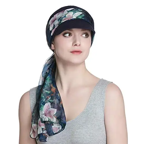 Alnorm Breathable Cotton Hat and Scarf Set Chemo Headwear for Women - 6
