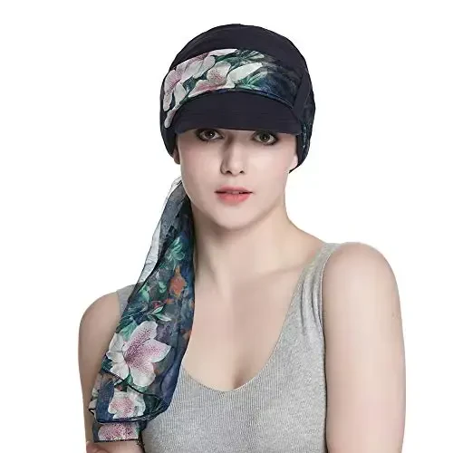 Alnorm Breathable Cotton Hat and Scarf Set Chemo Headwear for Women - 3
