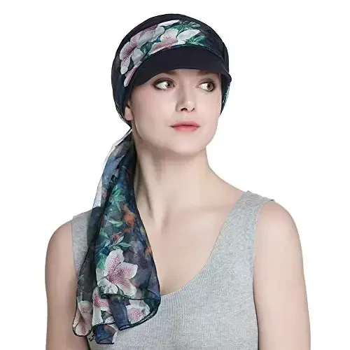 Alnorm Breathable Cotton Hat and Scarf Set Chemo Headwear for Women - 6