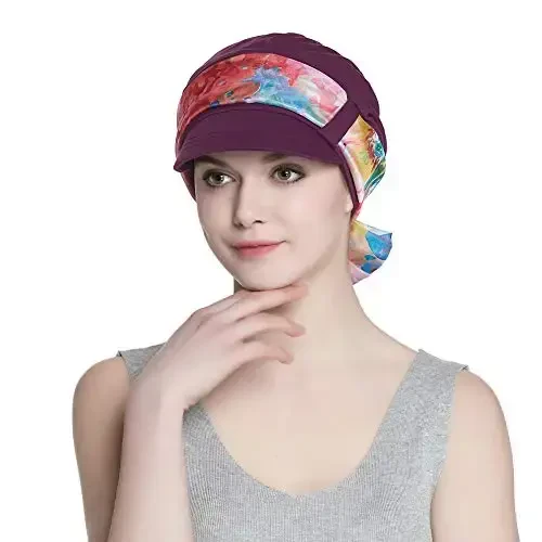 Alnorm Breathable Cotton Hat and Scarf Set Chemo Headwear for Women - 3