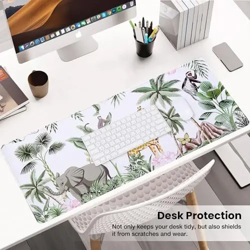 ALOANES 2PCS Waterproof Mouse Pad with Durable Stitched Edge, Large Gaming Keyboard Pad, Non-Slip Rubber Base Mouse Mat, Desk pad for Gamer, Office & Home, Black Mousepad 31.5''x 11.8''x 0.12'' - 5