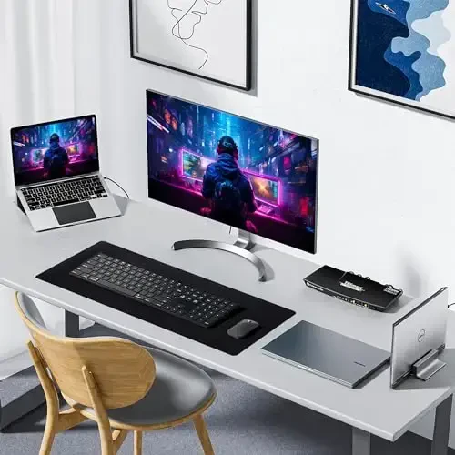 ALOANES 2 Piece Mouse Pad with Stitched Edge, large gaming Keyboard Pad, Non-Slip Rubber Base Mouse Mat for Laptop& Computer, Desk pad for Gamer, Office & Home, Black Mousepad XL, 31.5''x11.8''x0.12'' - ALOANES (1)