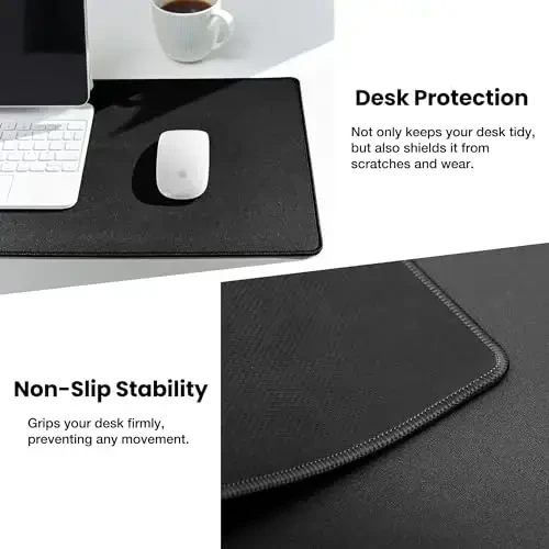 ALOANES 2PCS Waterproof Mouse Pad with Durable Stitched Edge, Large Gaming Keyboard Pad, Non-Slip Rubber Base Mouse Mat, Desk pad for Gamer, Office & Home, Black Mousepad 31.5''x 11.8''x 0.12'' - 5