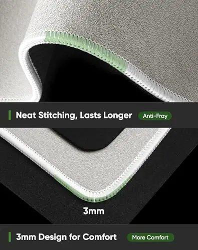 ALOANES Beige Waterproof Desk Mat, Large Mouse Pad with Extended Mouse Mat, with Anti Slip Base, Stitched Edge, Grain Jacquard Surface, Perfect for Gamer Office & Home, 3XL(35.43