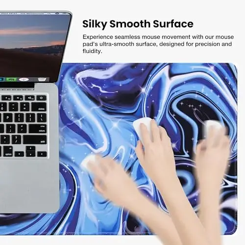 ALOANES chidamli tikilgan qirrali suv o'tkazmaydigan sichqoncha yostig'i, katta o'yin klaviaturasi yostig'i, sirpanmaydigan kauchuk asos, o'yinchi, ofis va uy uchun kengaytirilgan stol yostig'i, suyuq sichqoncha yostig'i 27,6''x 11,8''x 0,12'' - 4