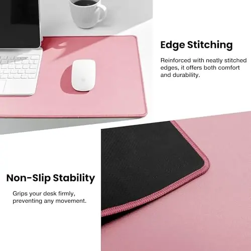 ALOANES Waterproof Mouse Pad with Durable Stitched Edge, Large Gaming Keyboard Pad, Non-Slip Rubber Base Mouse Mat, Extended Desk pad for Gamer, Office & Home, Dark Rose Mousepad 27.6''x11.8''x0.12'' - 4
