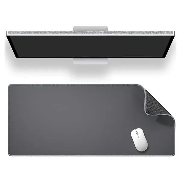ALOANES Gray Waterproof Desk Mat, Large, with Extended Mouse Mat, Office Desk Protector with Anti-Slip Base, Stitched Edge, Grain Jacquard Surface, Perfect for Gamer, Home Large(27.6