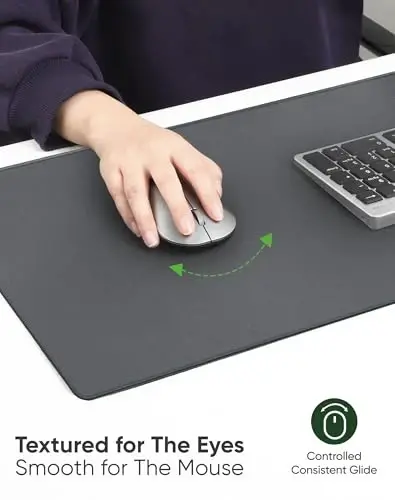 ALOANES Gray Waterproof Desk Mat, Large, with Extended Mouse Mat, Office Desk Protector with Anti-Slip Base, Stitched Edge, Grain Jacquard Surface, Perfect for Gamer, Home Large(27.6