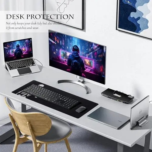ALOANES Waterproof Mouse Pad with Durable Stitched Edge, Gaming Keyboard, Non-Slip Rubber Base, Extended Desk pad for Gamer, Office& Home, Left Skeleton Mousepad 3XL(35.43